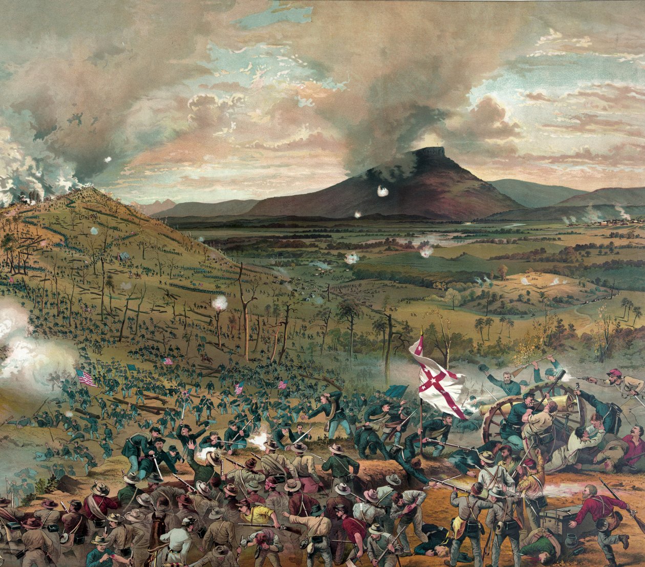 Schlacht von Mission Ridge, 25. November 1863 - präsentiert mit den Komplimenten der McCormick Harvesting Machine Company, veröffentlicht 1886 von American School