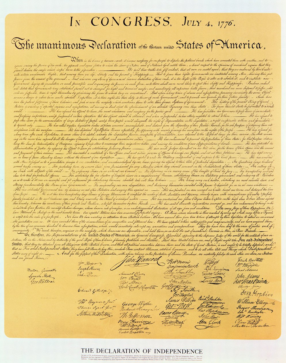 Unabhängigkeitserklärung der 13 Vereinigten Staaten von Amerika von 1776, 1823 (Kupferstich) von American School
