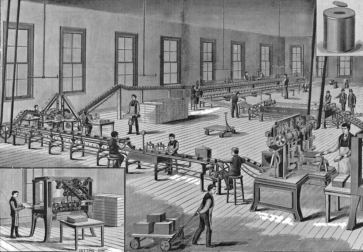 Nortons verbesserte automatische Maschinen zur Herstellung von Blechdosen, um 1901 von American School