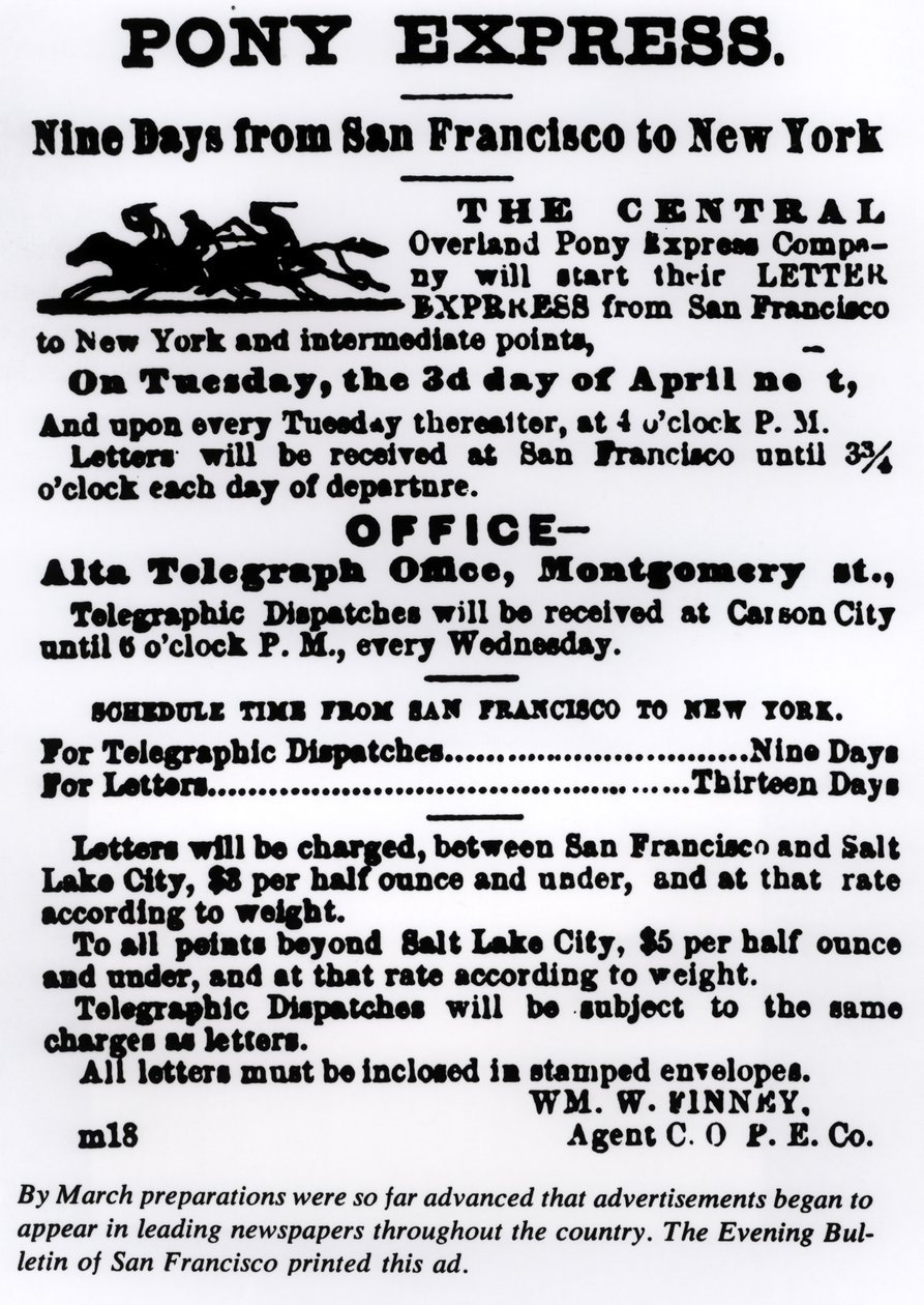 Pony Express, neun Tage von San Francisco nach New York von American School