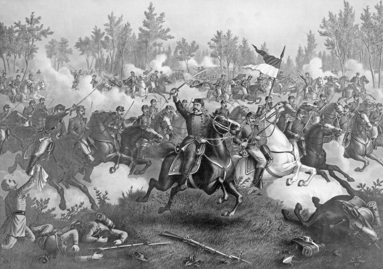 Die Schlacht von Cedar Creek, 19. Oktober 1864, veröffentlicht von Kurz und Allison, Chicago, 1890 von American School