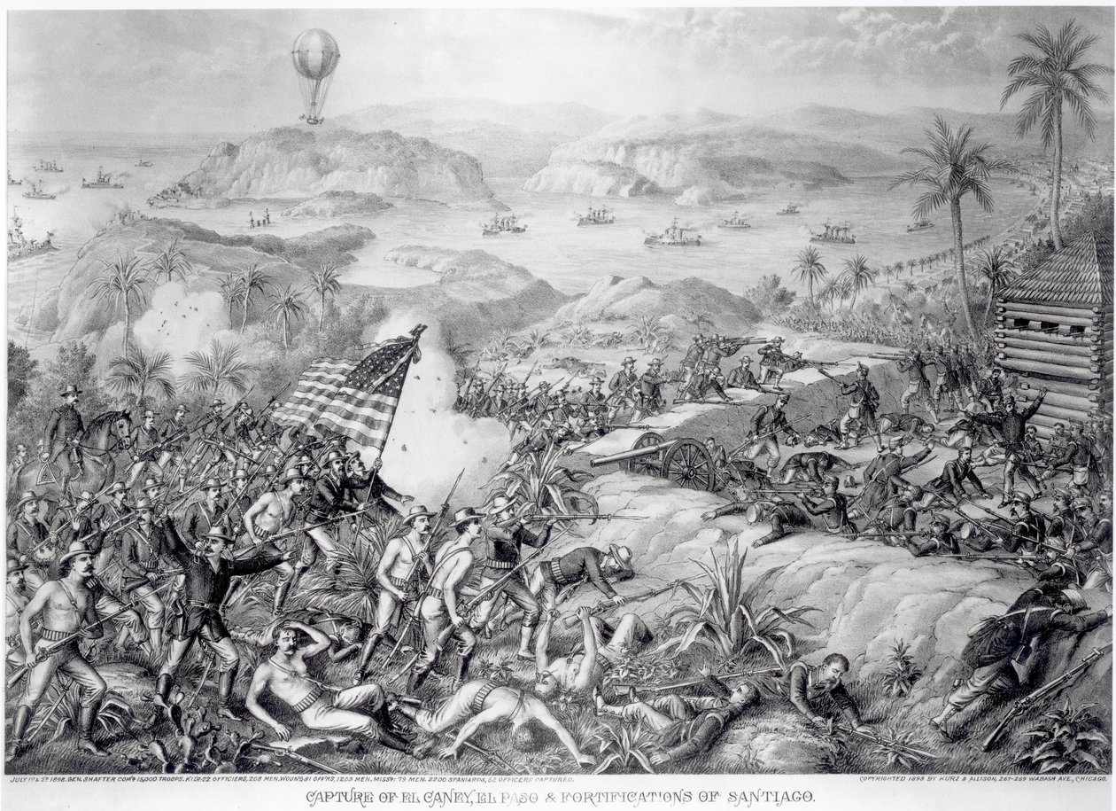 Die Eroberung von El Caney, El Paso und die Befestigungen von Santiago, Juli 1898 von American School