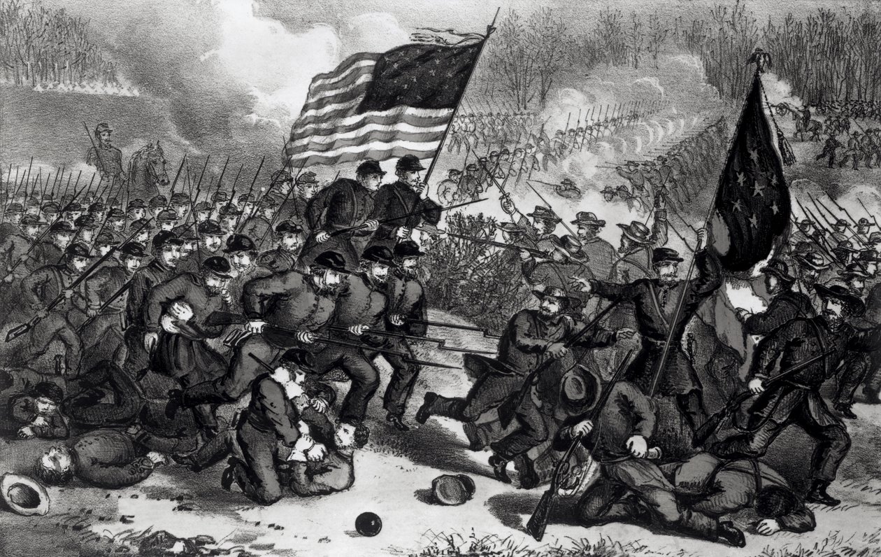 Die zweite Schlacht von Bull Run, gekämpft am 29. August 1862, veröffentlicht von Currier und Ives von American School