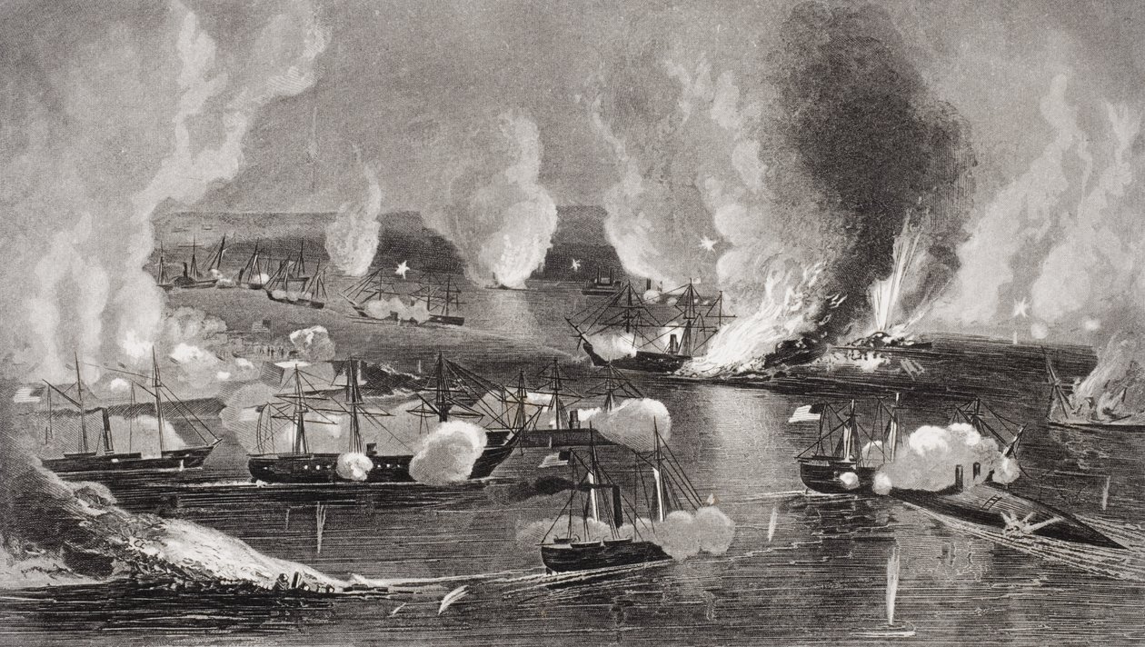 Die Eroberung der Forts Jackson und St. Philip während des amerikanischen Bürgerkriegs, Louisiana 1862 von American School