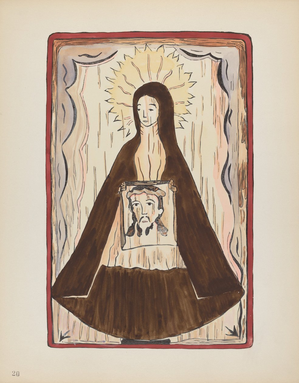 Tafel 20: Heilige Veronika: Aus dem Portfolio "Spanische Kolonialdesigns von New Mexico" von American 20th Century