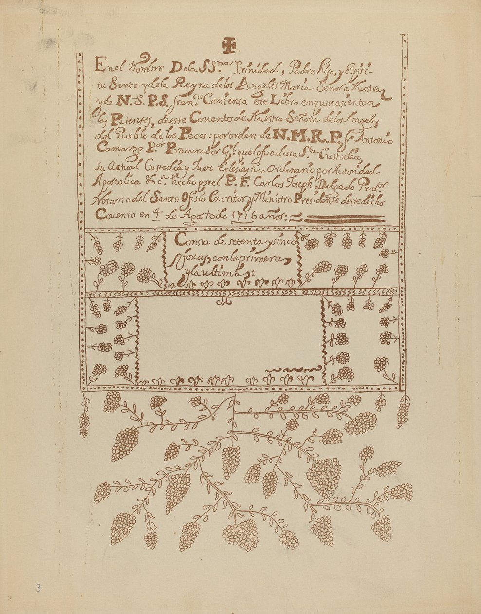 Tafel 3: Pecos Buch der Besuche: Aus dem Portfolio "Spanische Kolonialdesigns von New Mexico" von American 20th Century