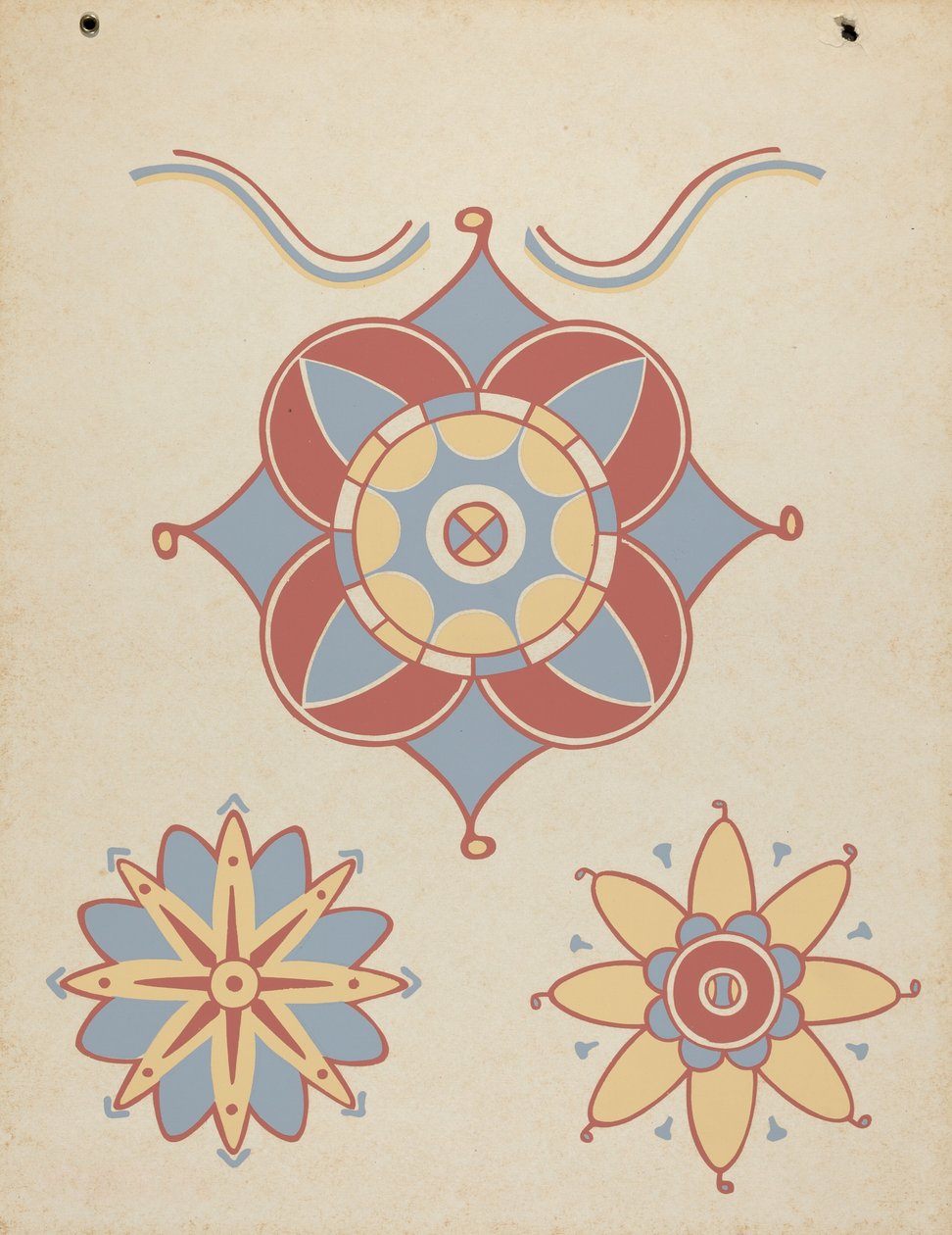 San Juan Capistrano Missionsdeckendekoration aus dem Portfolio "Dekorative Kunst des spanischen Kaliforniens" von American 20th Century