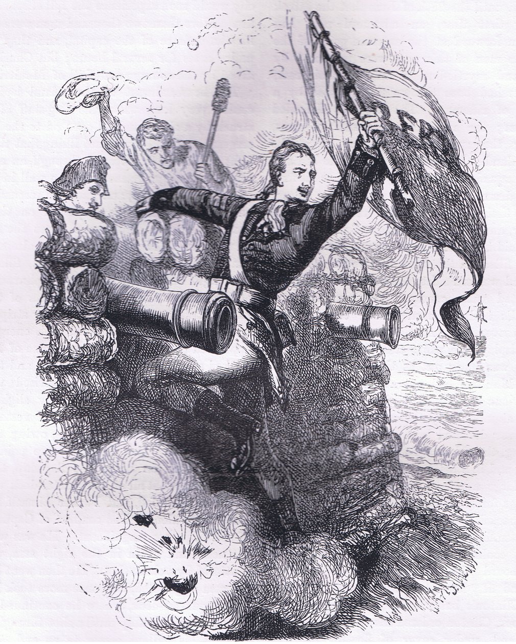 Sergeant Jasper erobert die Flagge zurück, Illustration aus Cassells Geschichte der Vereinigten Staaten, veröffentlicht von Cassell, Petter & Galpin, ca. 1900 von American English school