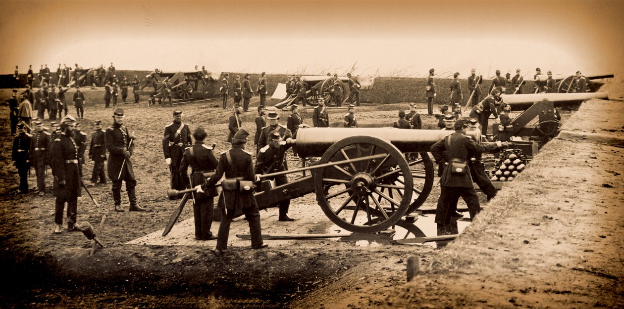 1. Connecticut Schweres Artillerie, bemannt Geschütze in Fort Richardson, Ende 1861 von American Photographer