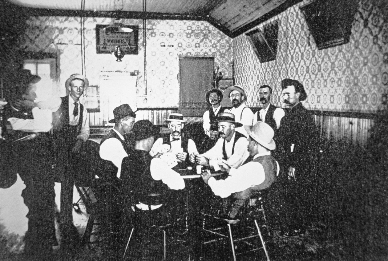 Kartenspielen in einem Western-Saloon, ca. 1900 von American Photographer