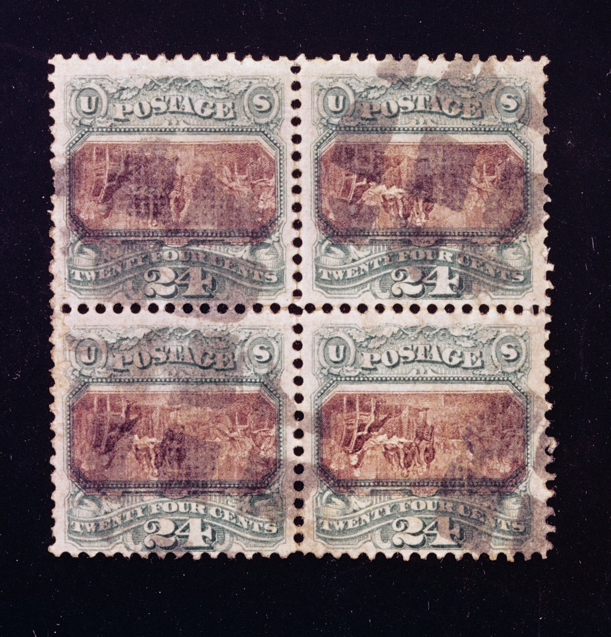24-Cent Unterzeichnung der Unabhängigkeitserklärung Block von vier, 1869 von American School