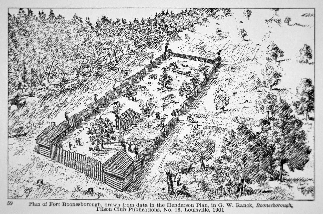 Ein Blick auf Fort Boonesborough in Kentucky von American School