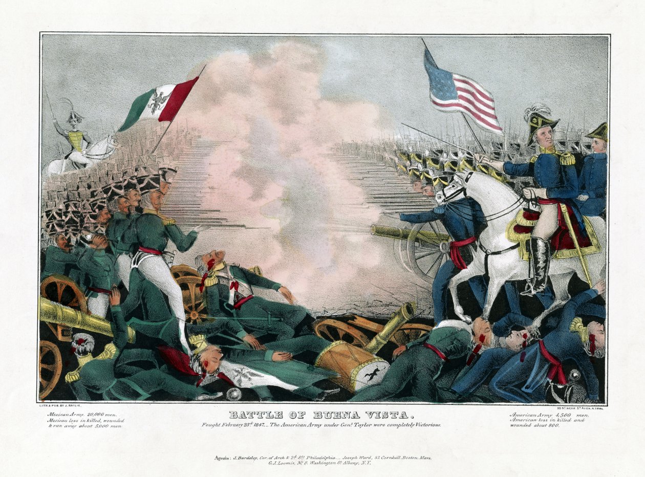 Schlacht von Buena Vista, 23. Februar 1847, die amerikanische Armee unter General Taylor war vollständig siegreich von American School