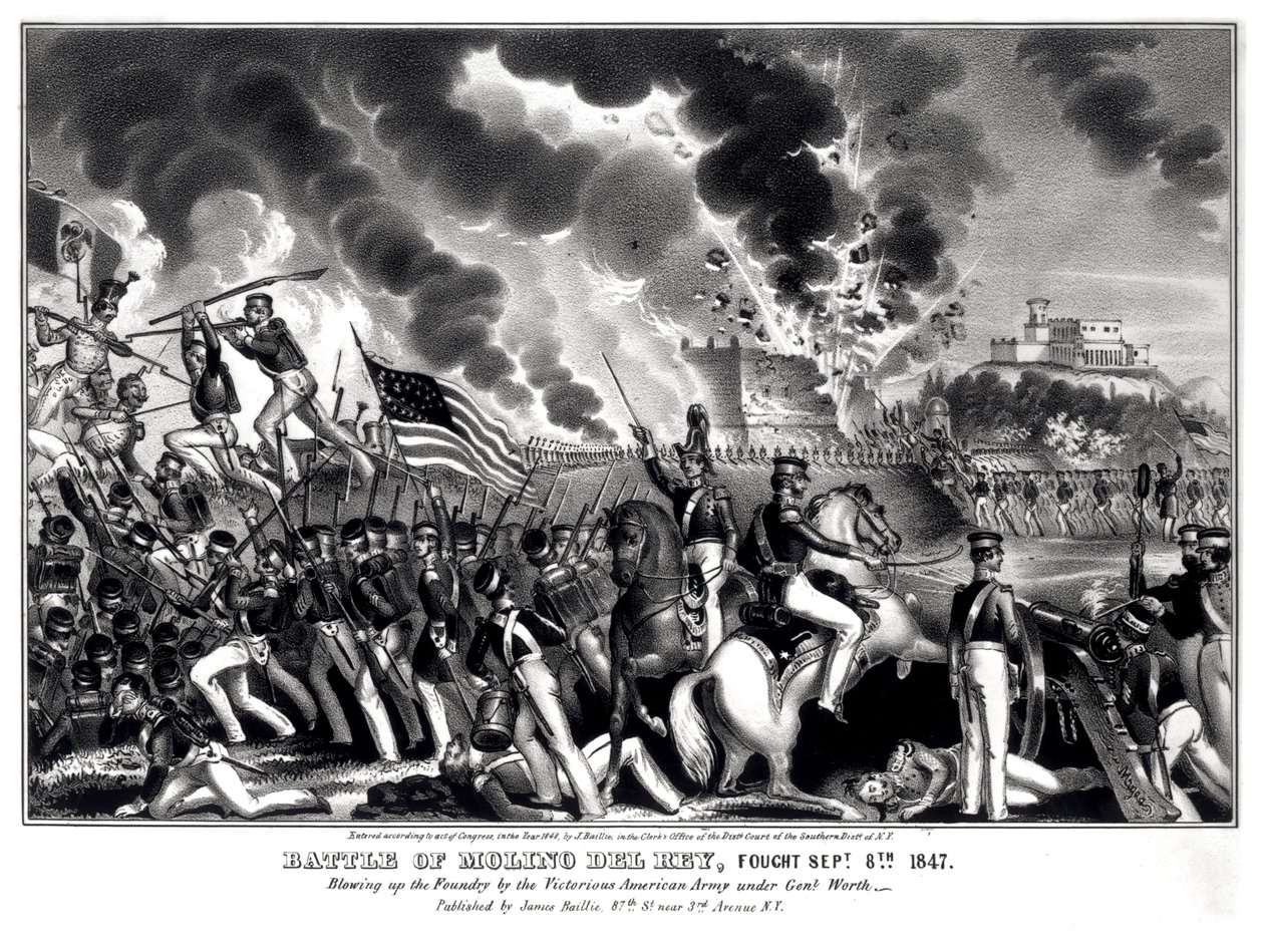 Schlacht von Molino del Rey, gekämpft am 8. September 1847, veröffentlicht von James Baillie, 1848 von American School