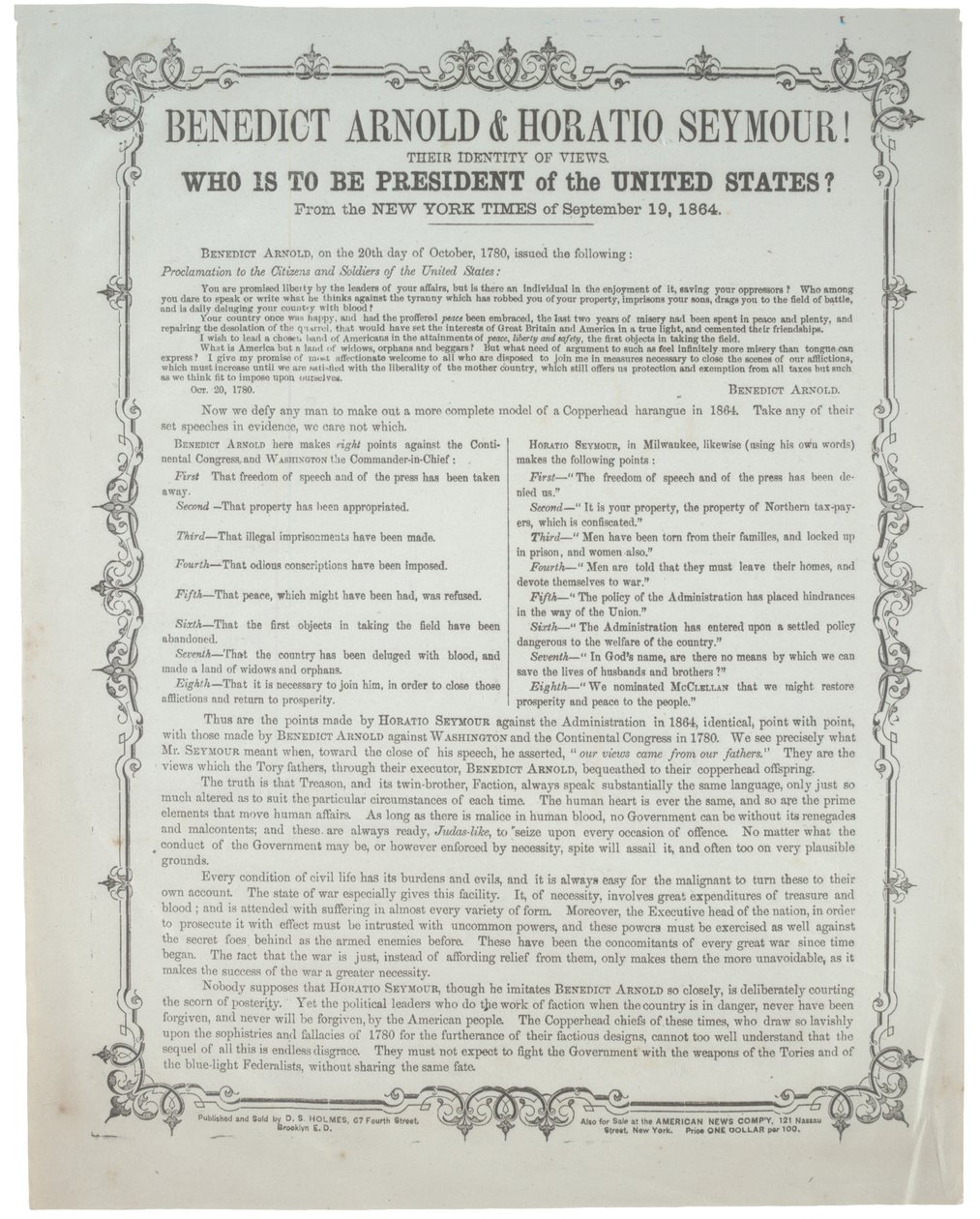 Benedict Arnold & Horatio Seymour! Wer wird Präsident?, ca. 19. September 1864 von American School