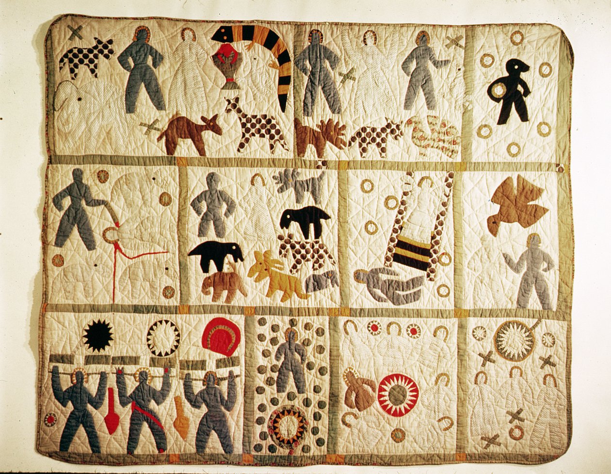 Biblische Steppdecke, Virginia (Baumwolle mit Applikation) von American School
