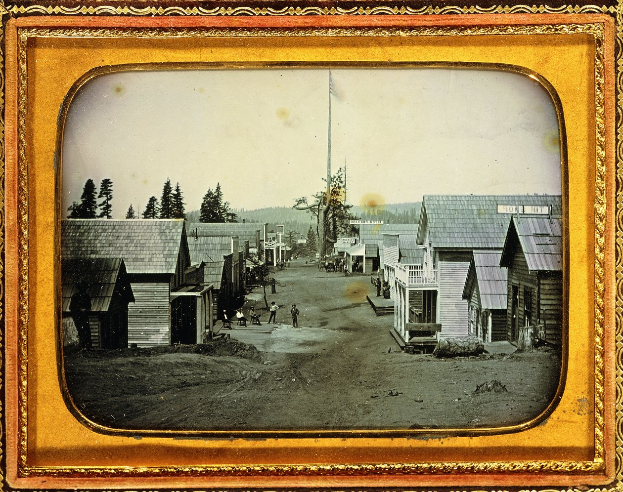 Kalifornische Goldgräberstadt, ca. 1852 von American School
