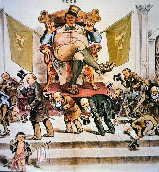 Karikatur, die die irische politische Macht in den Vereinigten Staaten darstellt, erschienen in 