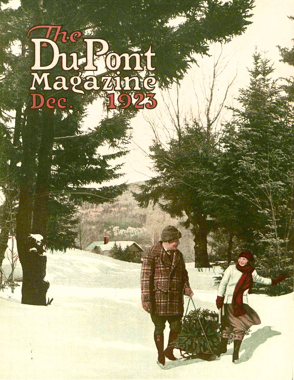 Weihnachtsbaum, Titelseite des DuPont Magazins, Dezember 1923 von American School