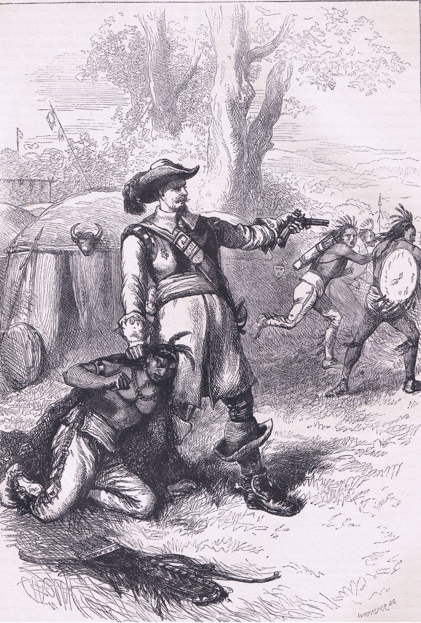 Colonel Atherton und die Indianer 1661, Illustration aus Cassell