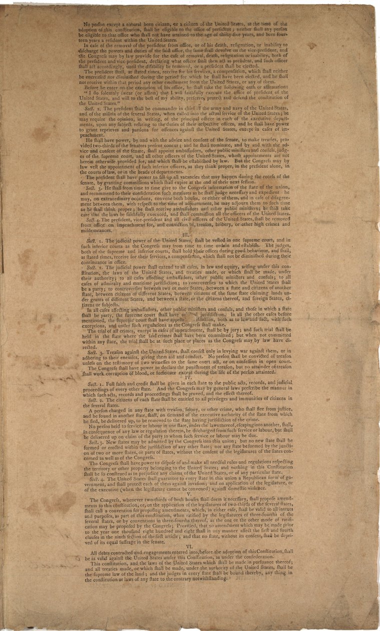 Verfassung, erster Druck, gedruckt von Dunlap & Claypoole, 17.-19. September 1787 von American School