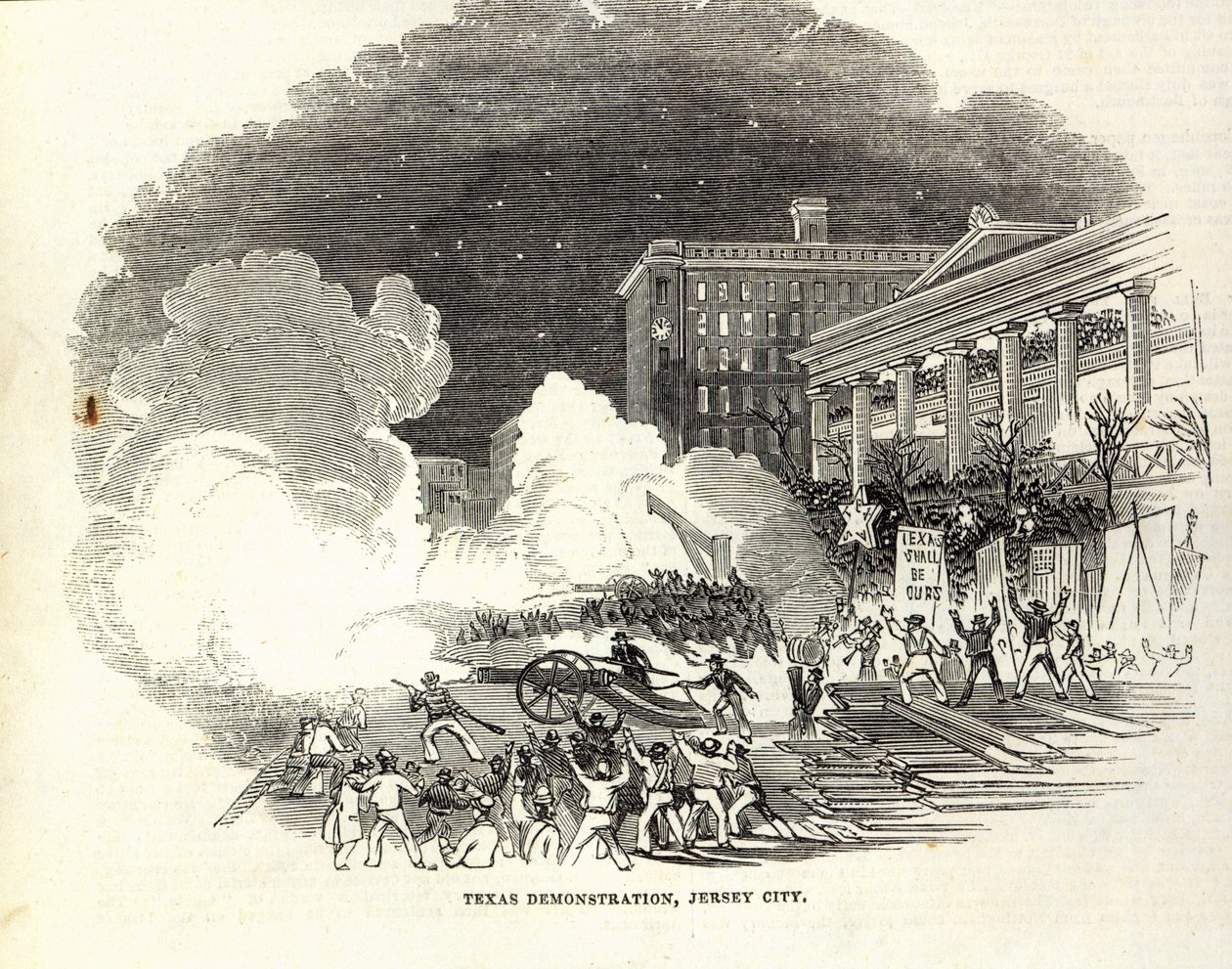 Demonstration in Jersey City zugunsten der Annexion von Texas durch die Vereinigten Staaten, Illustration aus 