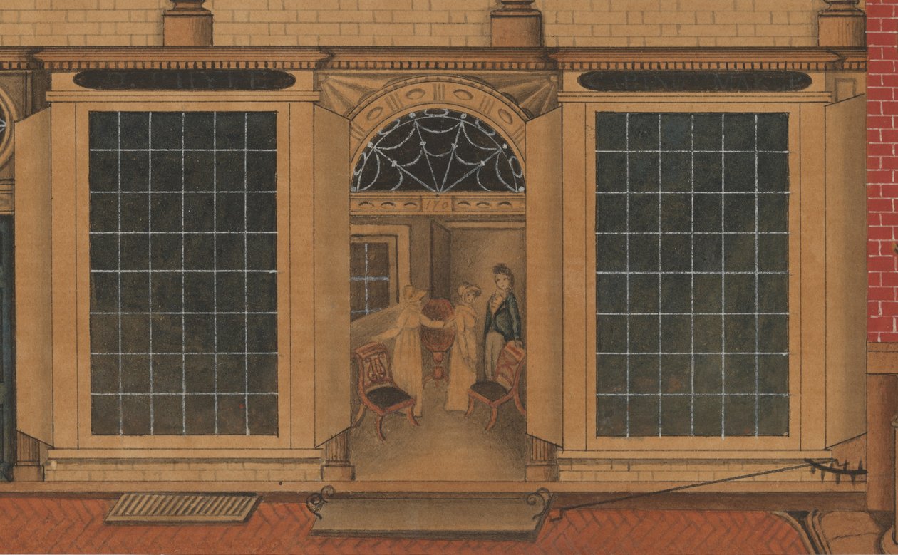 Detail des Ladens und Lagers von Duncan Phyfe in der Fulton Street in New York City, ca. 1816-1817 von American School