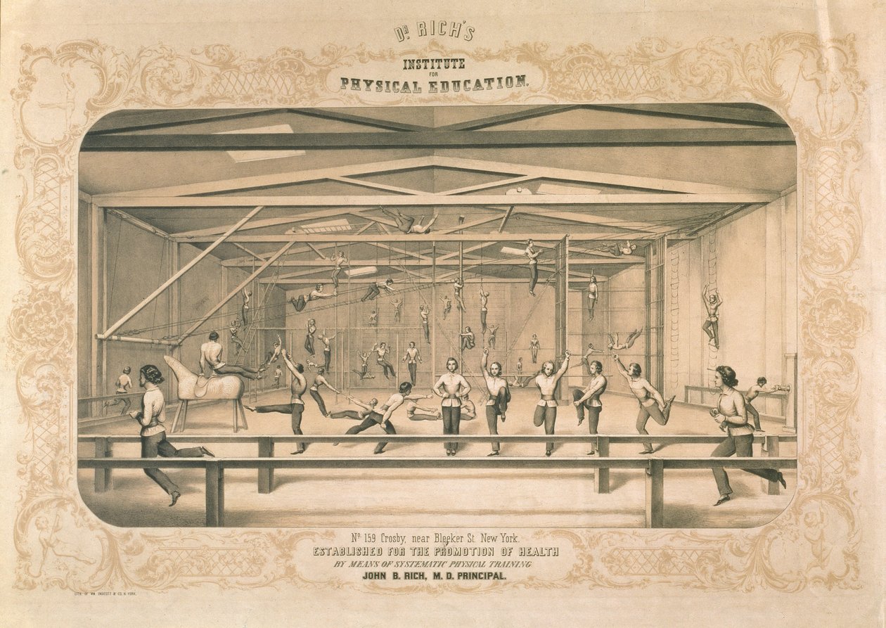 Dr. Richs Institut für Leibeserziehung, graviert und veröffentlicht von Wm. Endicott & Co, New York, 1850 von American School