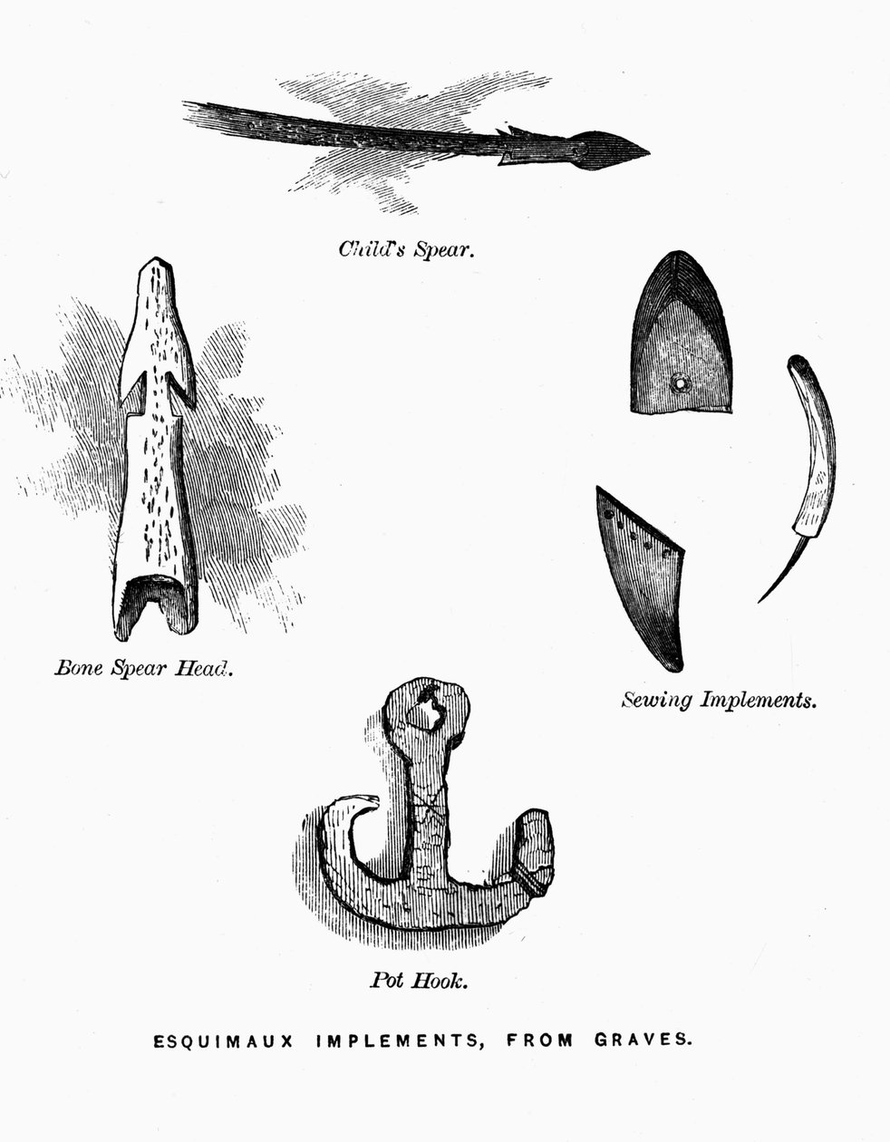 Eskimo-Jagdwerkzeuge - Elisha Kent Kane, Arktische Erkundungen in den Jahren 1853-1855, Bd. 1, S. 52, Philadelphia von American School