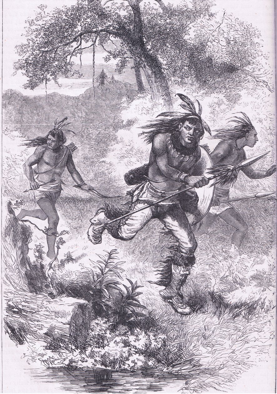 Flucht der Indianer nach dem Massaker, Illustration aus Cassell