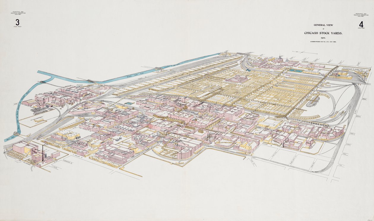 Gesamtansicht der Chicago Stock Yards von American School