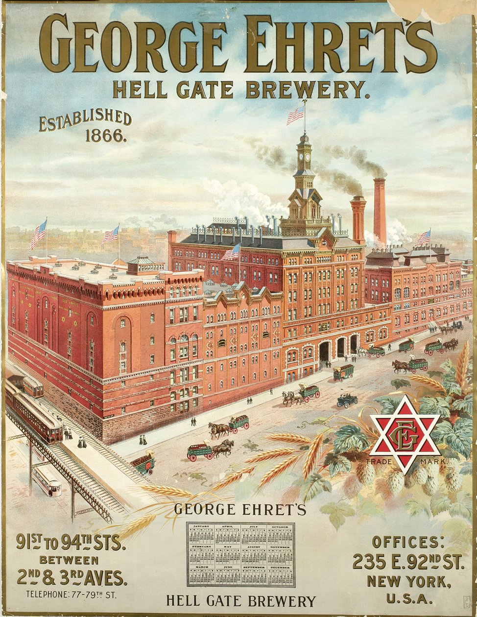 George Ehrets Hell Gate Brauerei, gegründet 1866 von American School