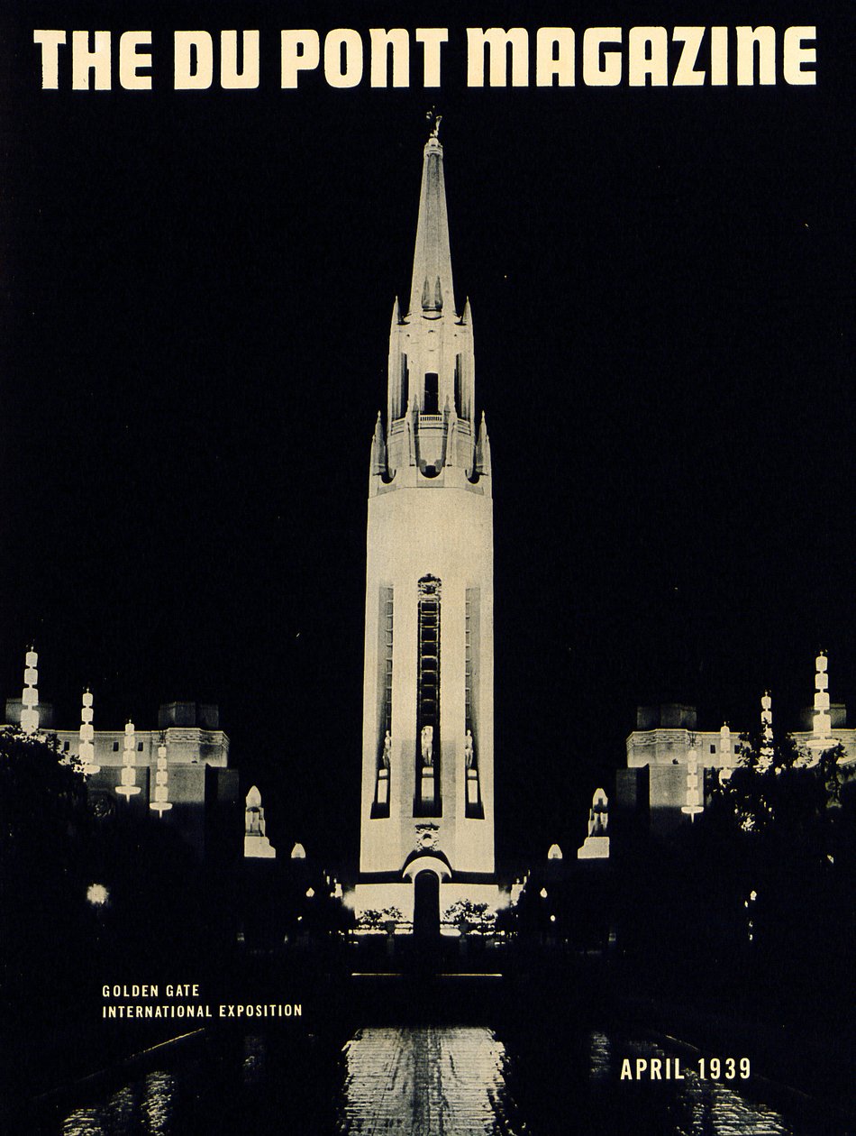 Golden Gate International Exposition, Titelseite des DuPont Magazins, April 1939 von American School
