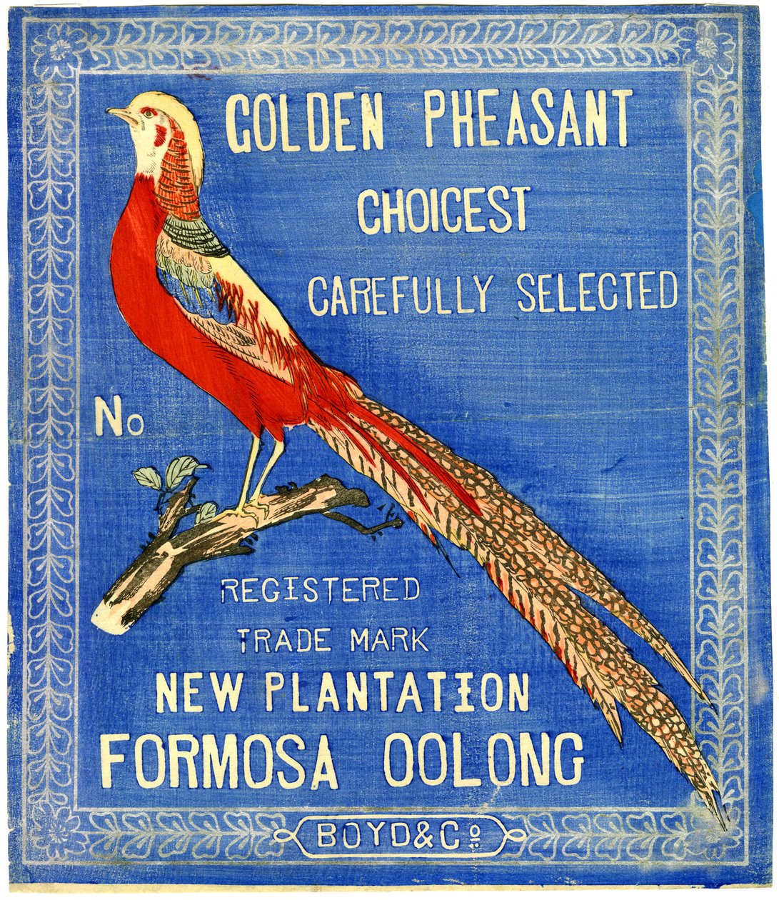 Goldener Fasan, sorgfältig ausgewählt, Nr. eingetragene Handelsmarke Neue Plantage Formosa Oolong von American School