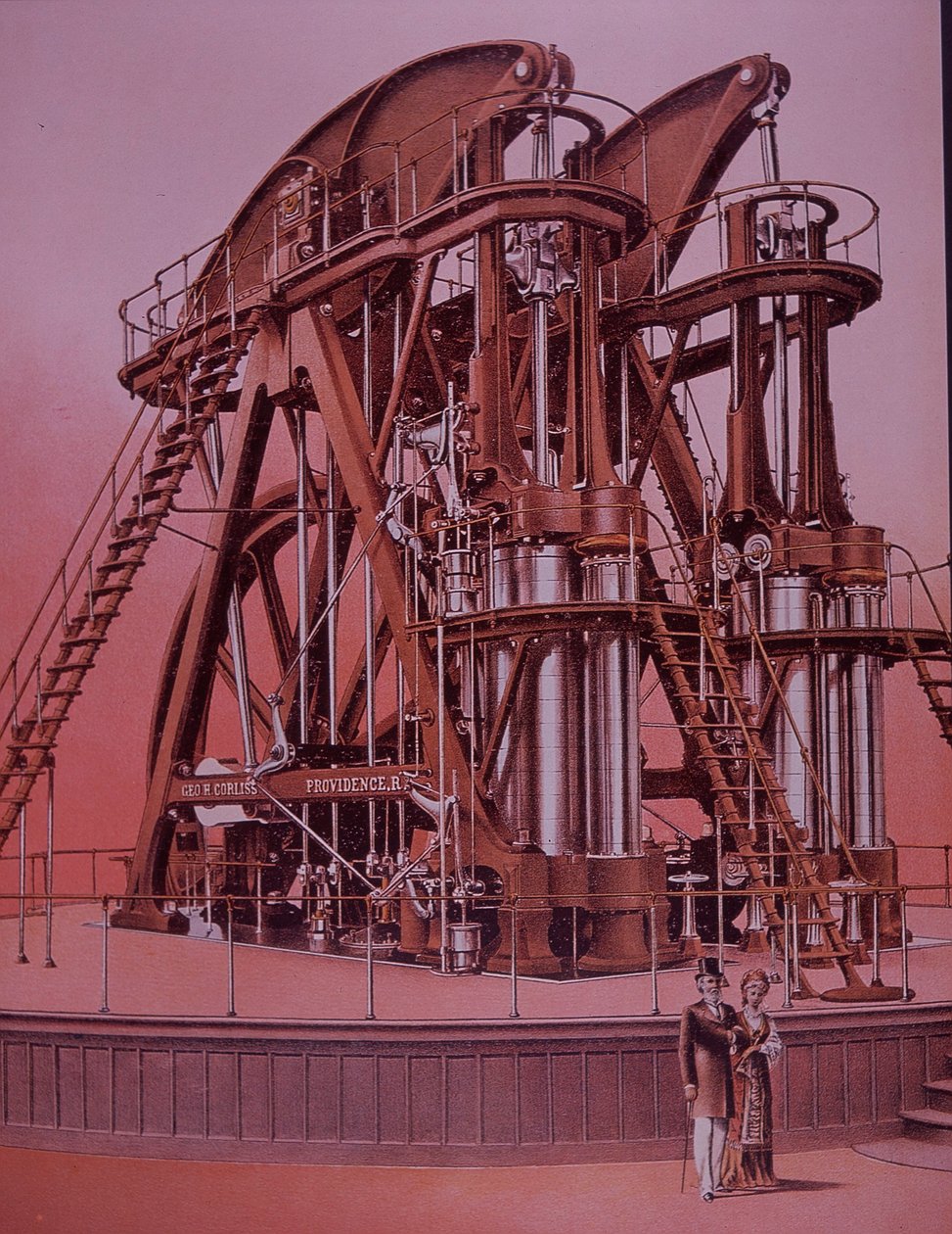 Große Corliss-Dampfmaschine auf der Philadelphia-Ausstellung von American School