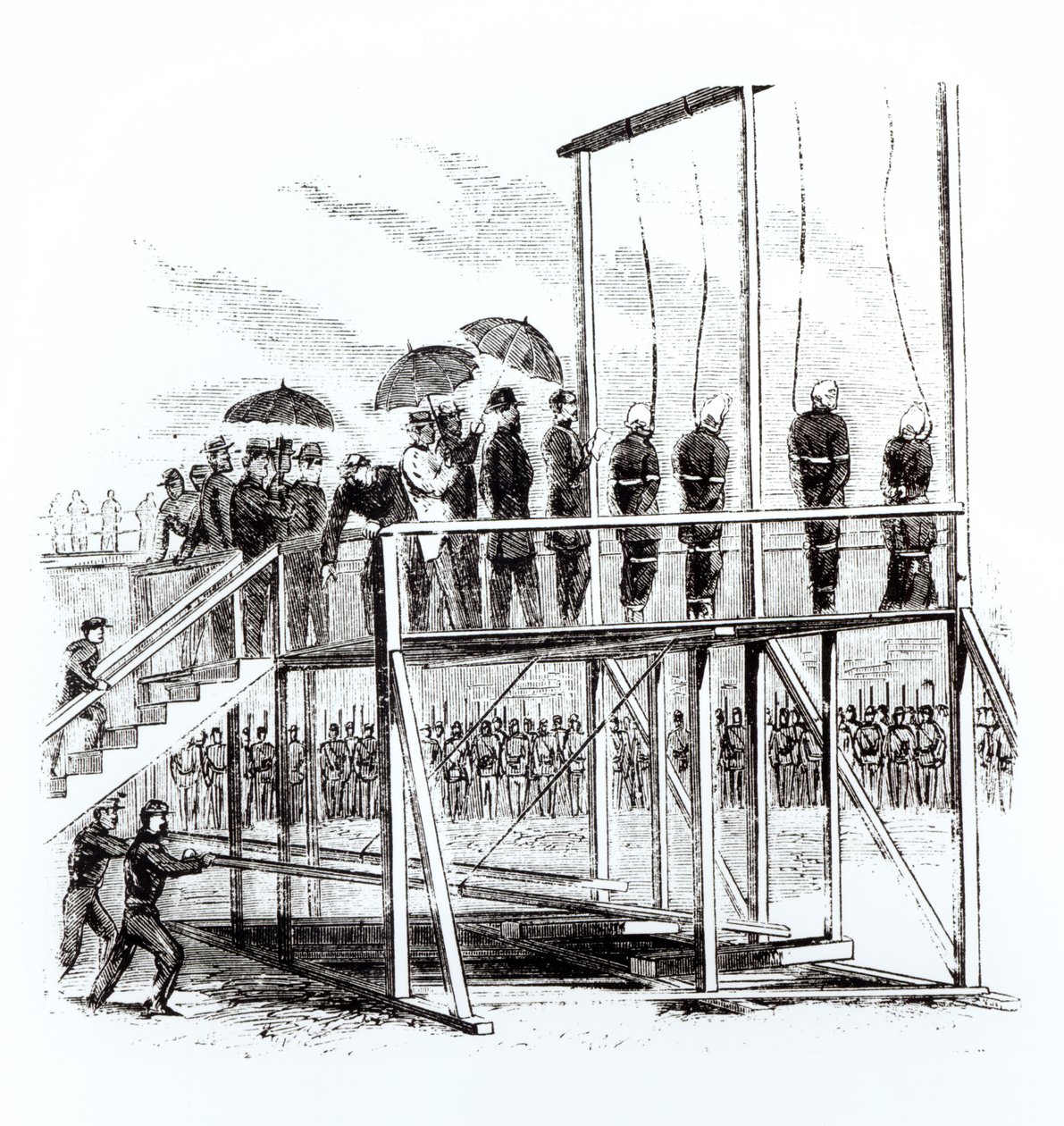 Hinrichtung der Verschwörer des Lincoln-Attentats, 7. Juli 1865 von American School