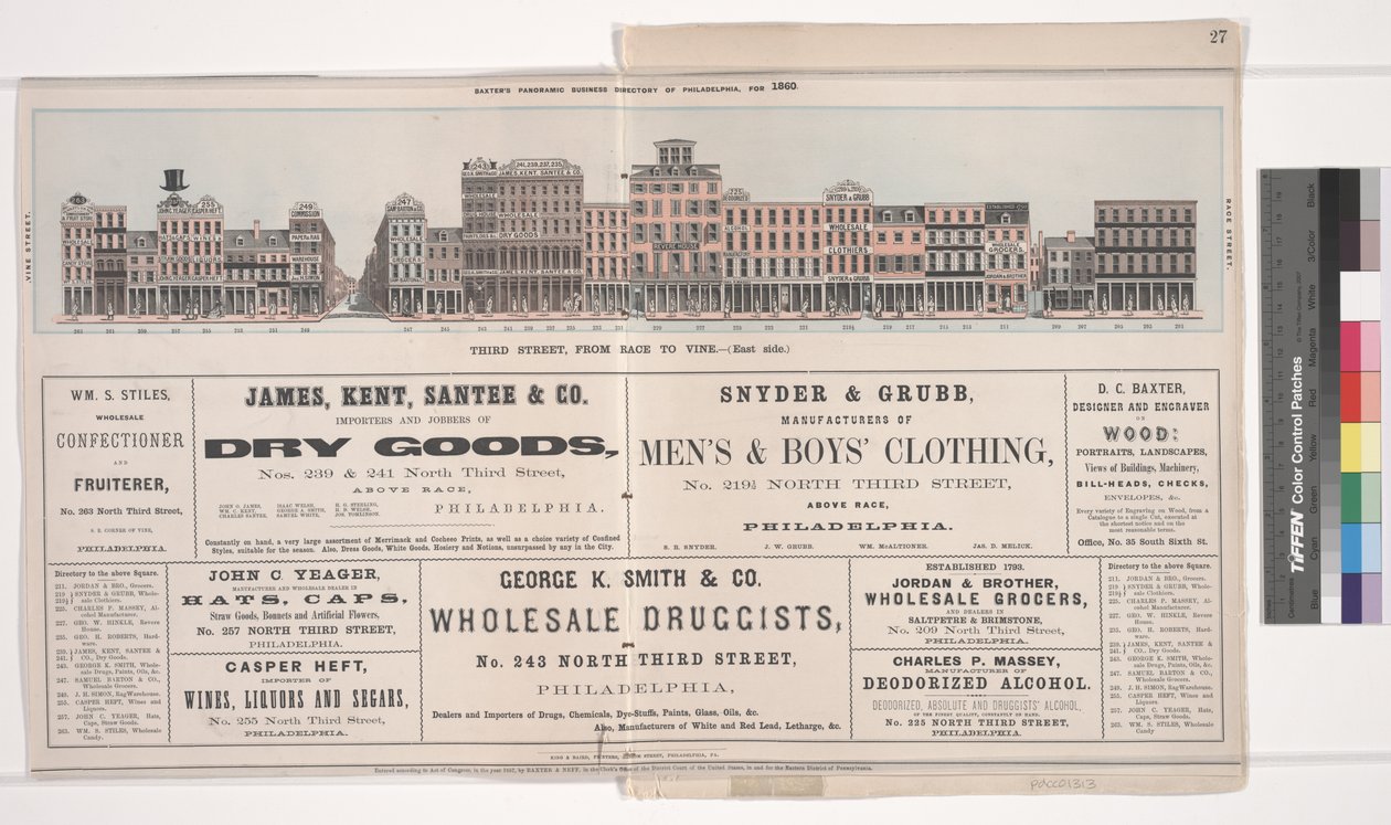 Illustration aus Baxters Panoramic Business Directory of Philadelphia, 1860 von American School