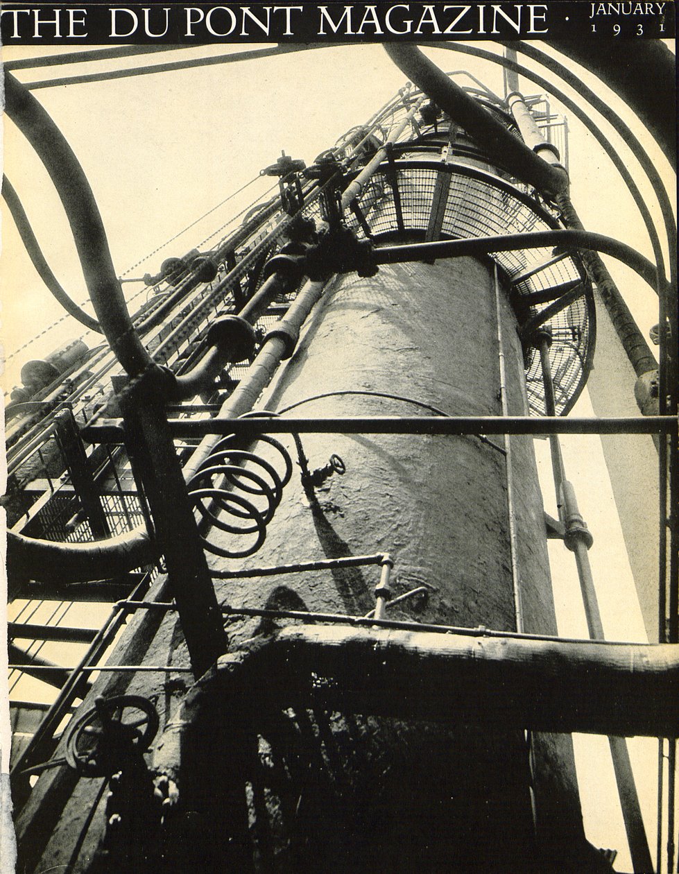 Industrieanlage, Titelseite des DuPont Magazins, Januar 1931 von American School