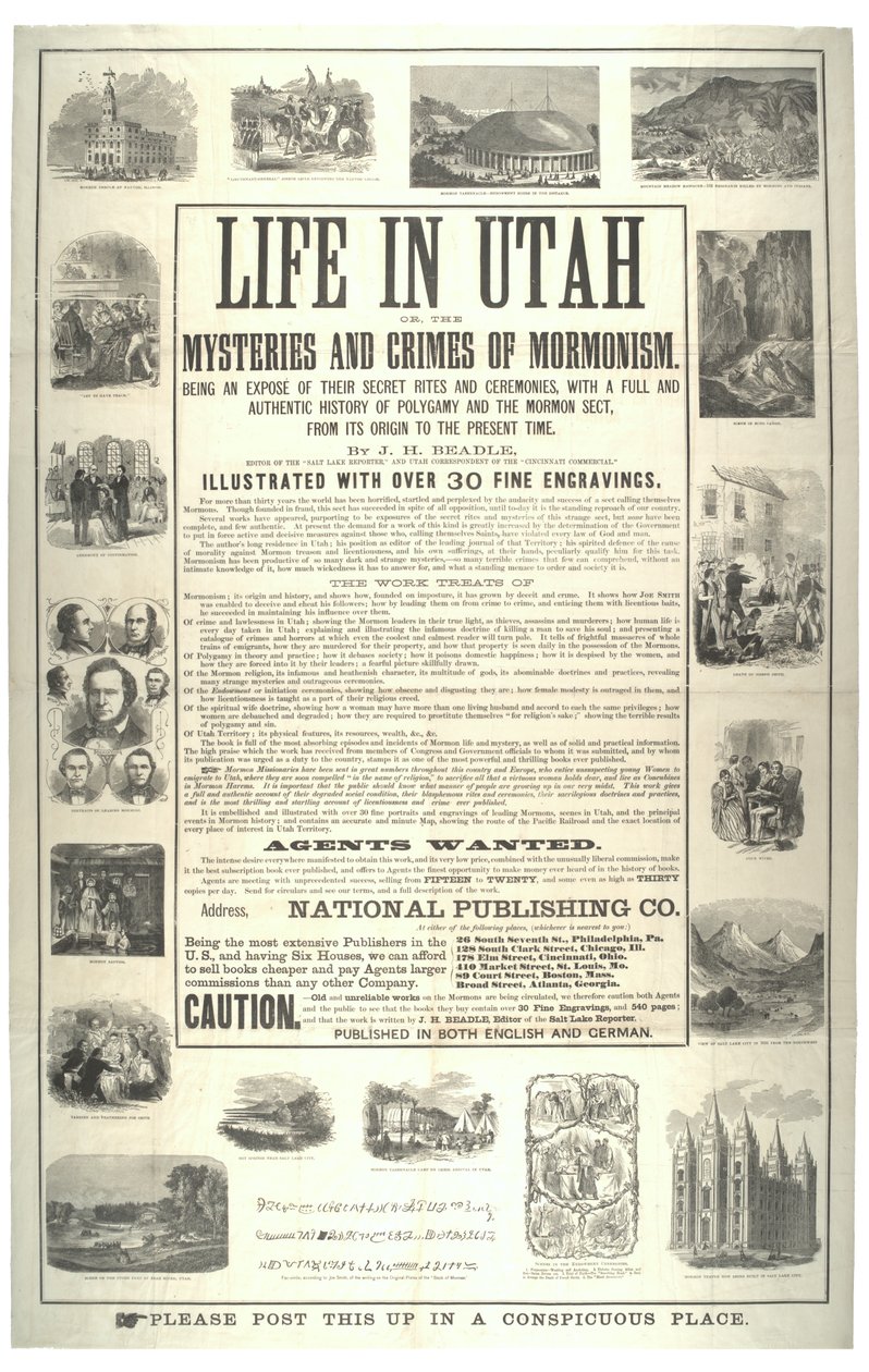 Leben in Utah oder die Geheimnisse und Verbrechen des Mormonismus; eine Enthüllung ihrer geheimen Riten und Zeremonien, ca. 1870 von American School