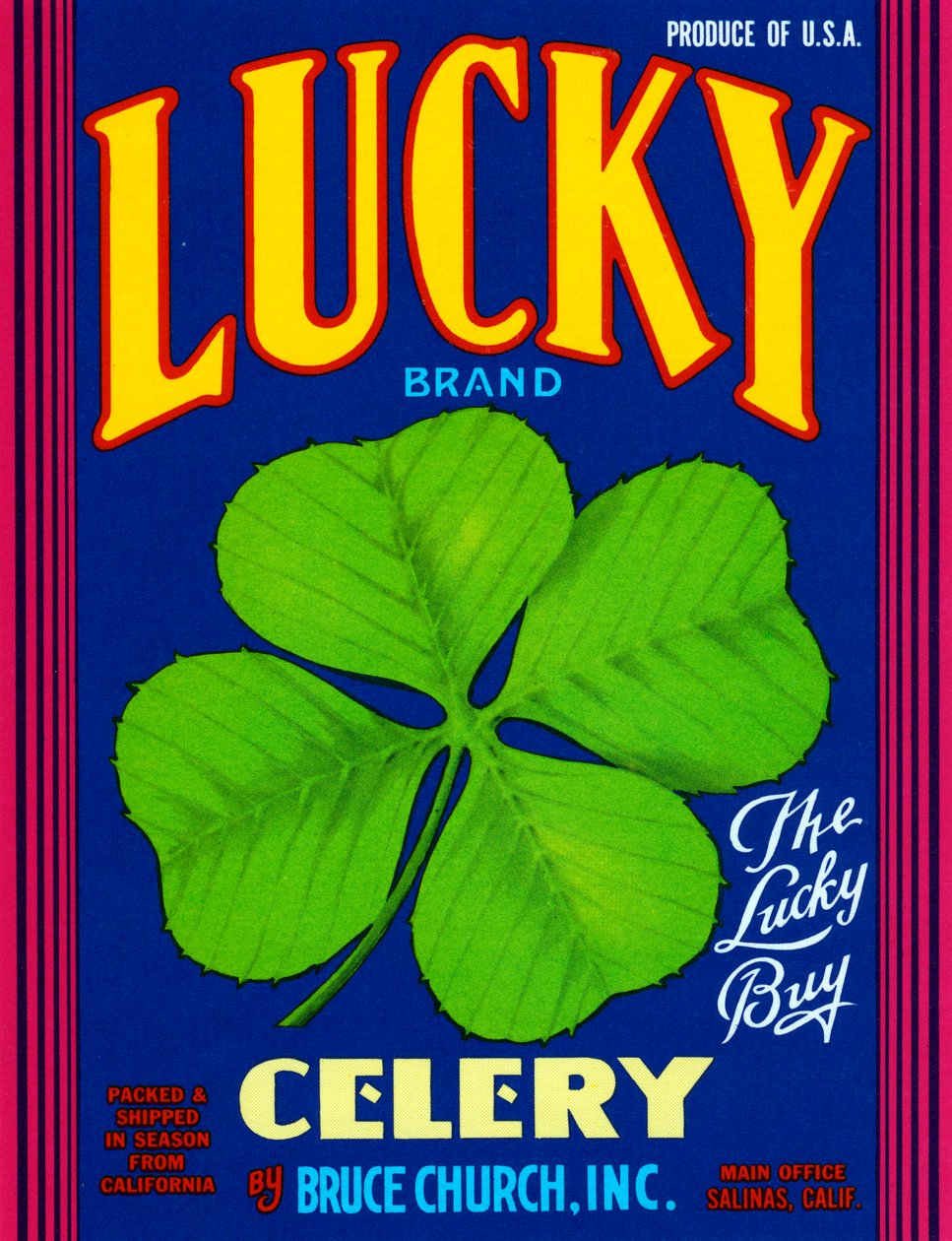 Lucky Brand Sellerie Fruchtkistenetikett, ca. 1920 von American School