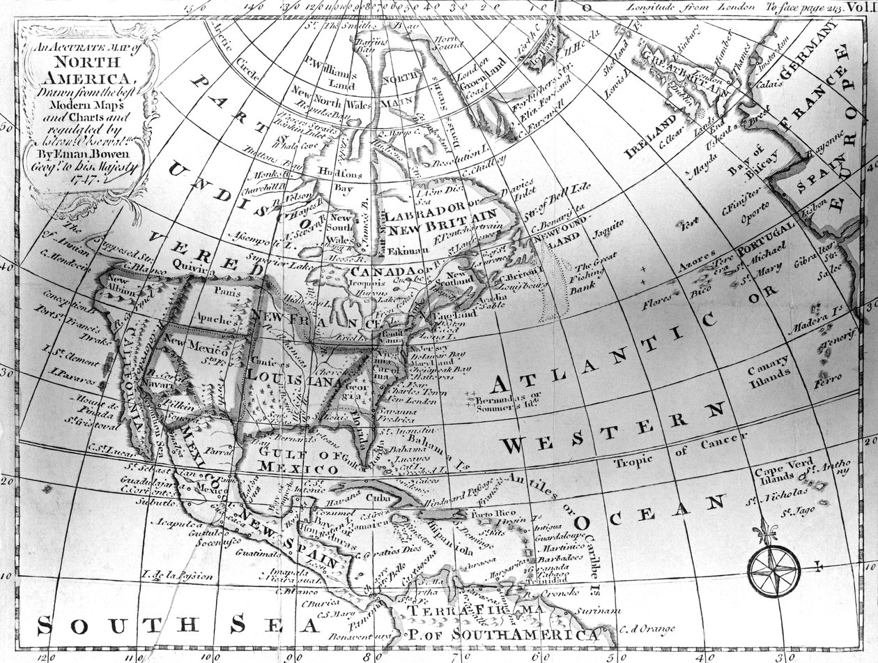 Karte von Nordamerika, 1747 von American School