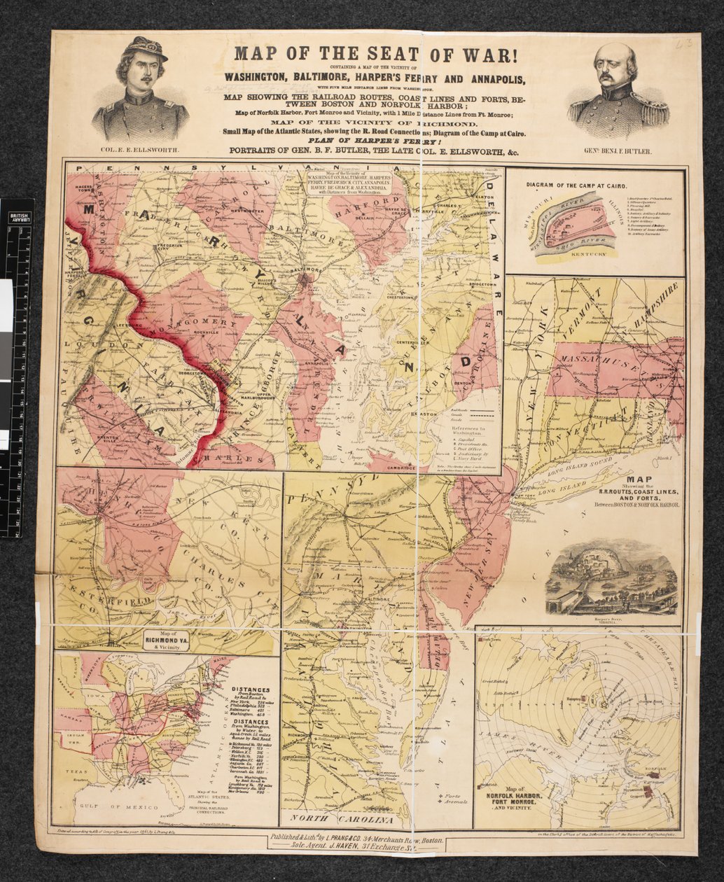 Karte des Kriegsschauplatzes. Enthält eine Karte der Umgebung von Washington, Baltimore, Harper