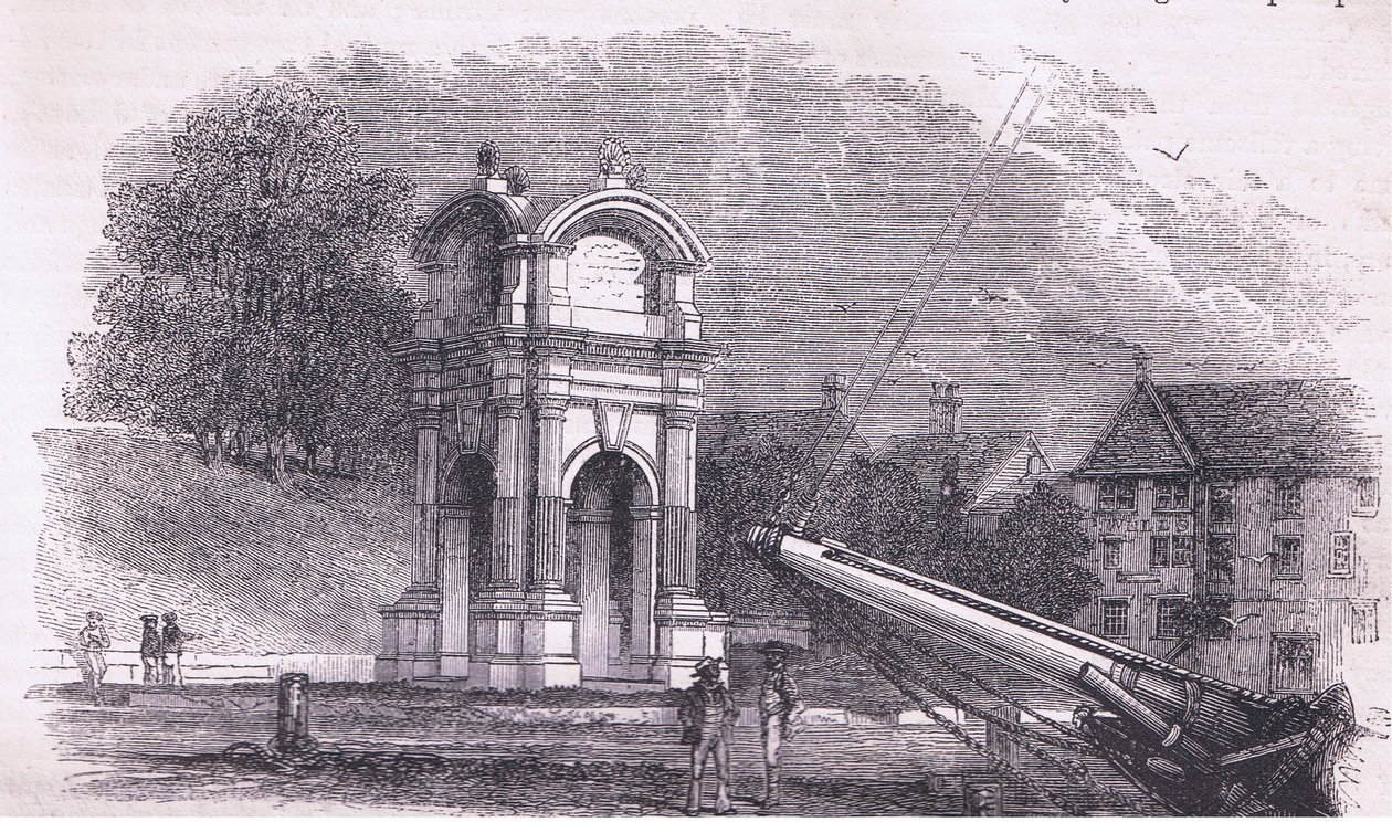 Denkmal in New Plymouth zur Markierung des Landeplatzes der Pilgerväter, Illustration aus Cassell
