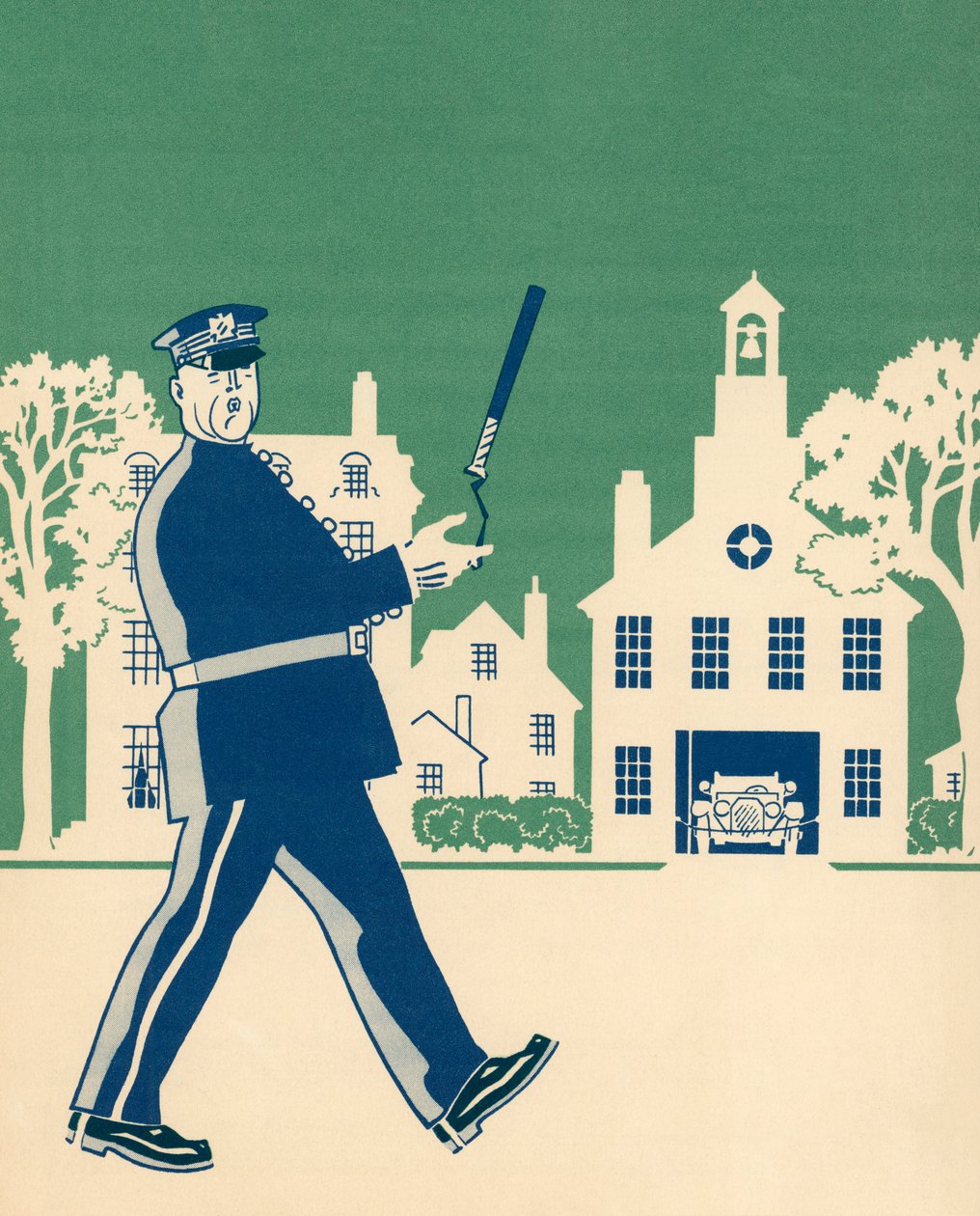 Nachbarschaftspolizist auf seiner Runde von American School