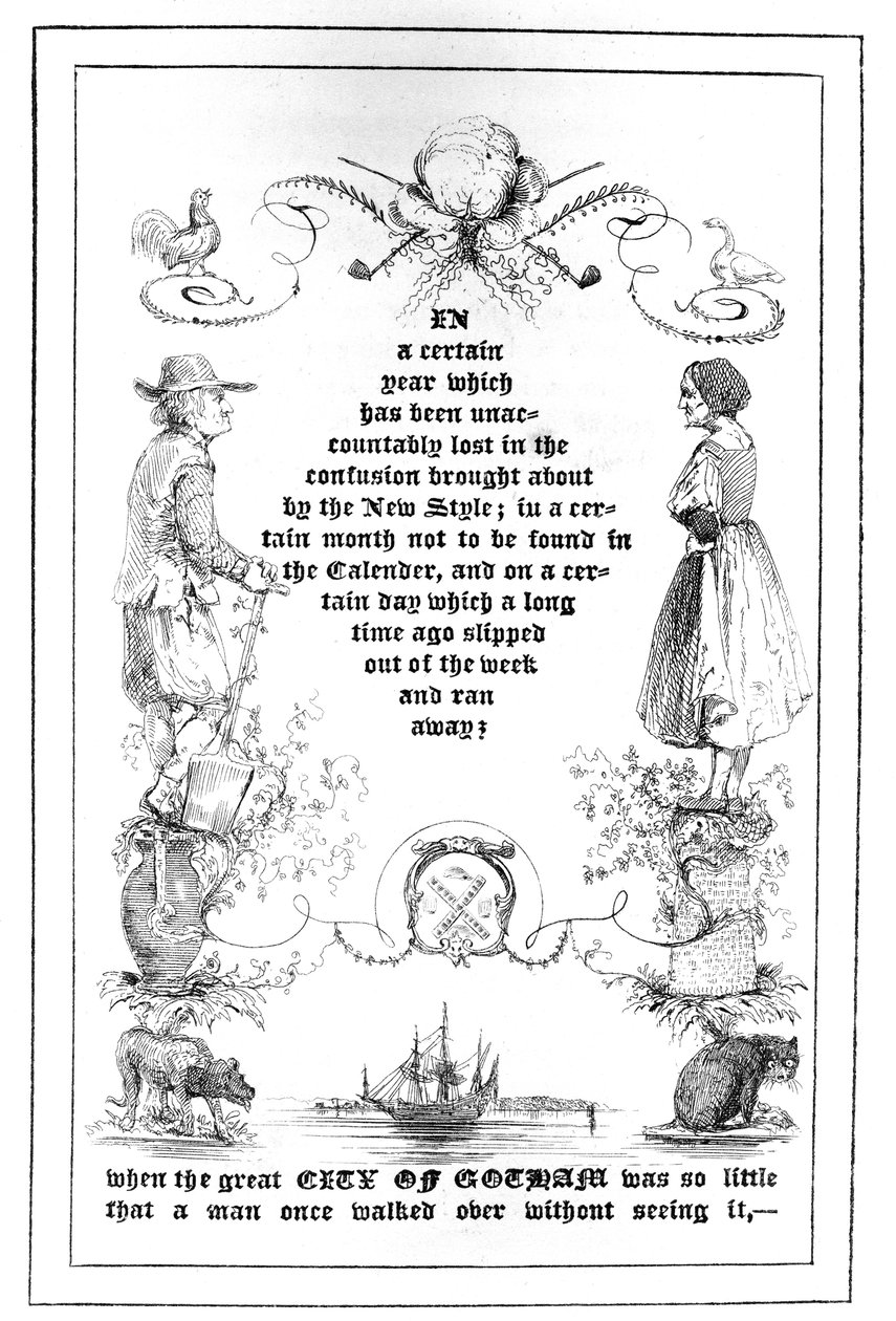 Eröffnungsseite von Die namenlose alte Frau, aus Ein Weihnachtsgeschenk aus dem Feenland, 1838 von American School