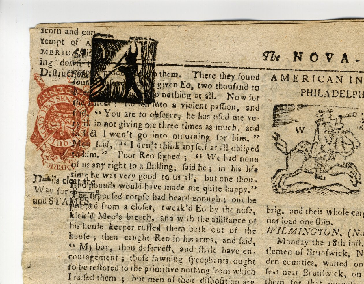 Seite aus der Halifax Gazette, oder The Weekly Adviser, Nova Scotia, 12.-19. Dezember 1765 von American School