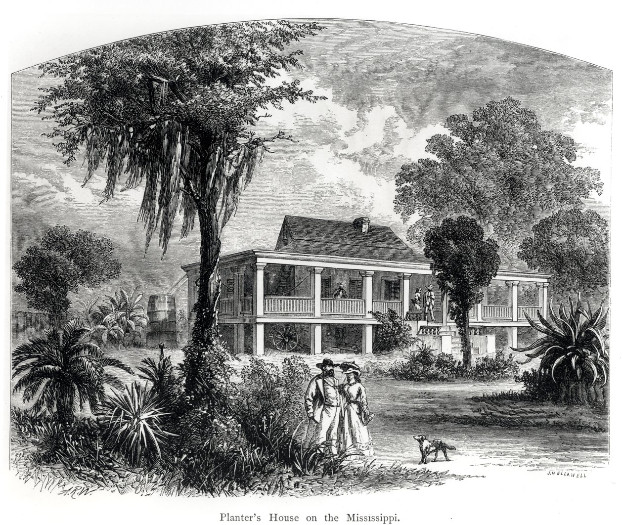 Haus eines Pflanzers am Mississippi, graviert von J.H. Ellawell von American School