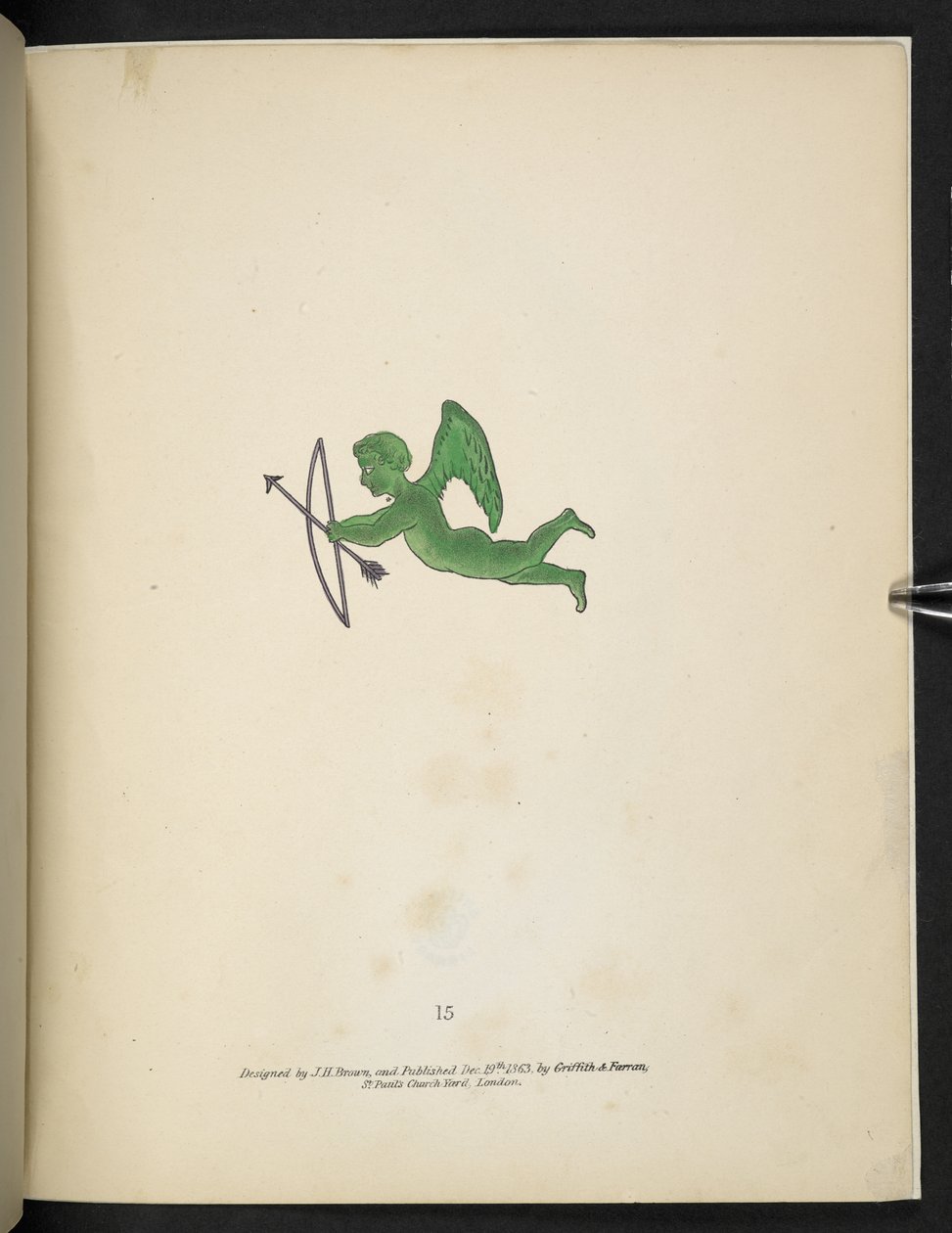 Tafel 15. Grüne Amorfigur. Spectropia; oder, Überraschende spektrale Illusionen, die überall Geister zeigen, und in jeder Farbe, etc. ser. 1. J.H. Brown 1864 von American School