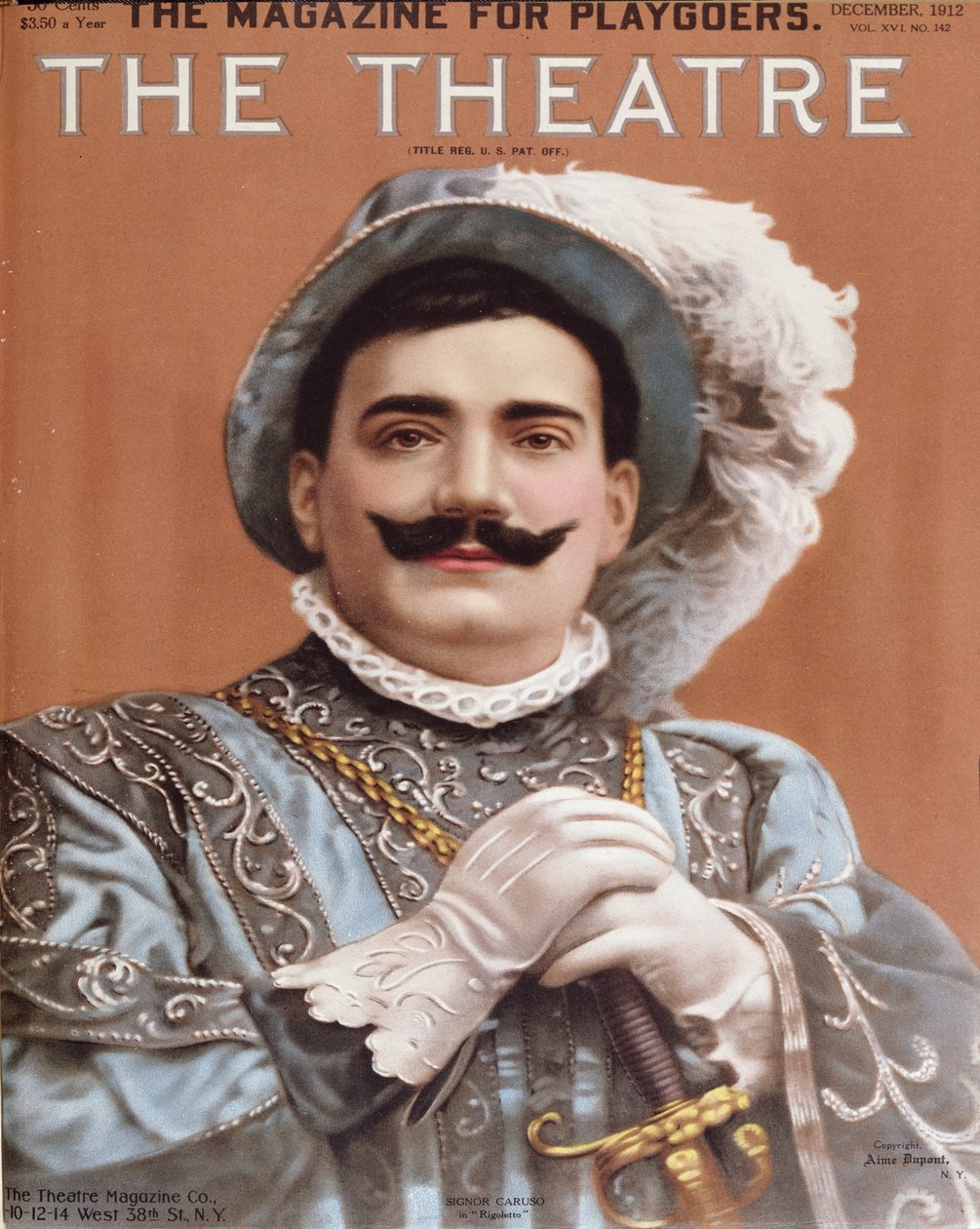 Poster mit Enrico Caruso (1873-1921) als Rigoletto, 1912 von American School