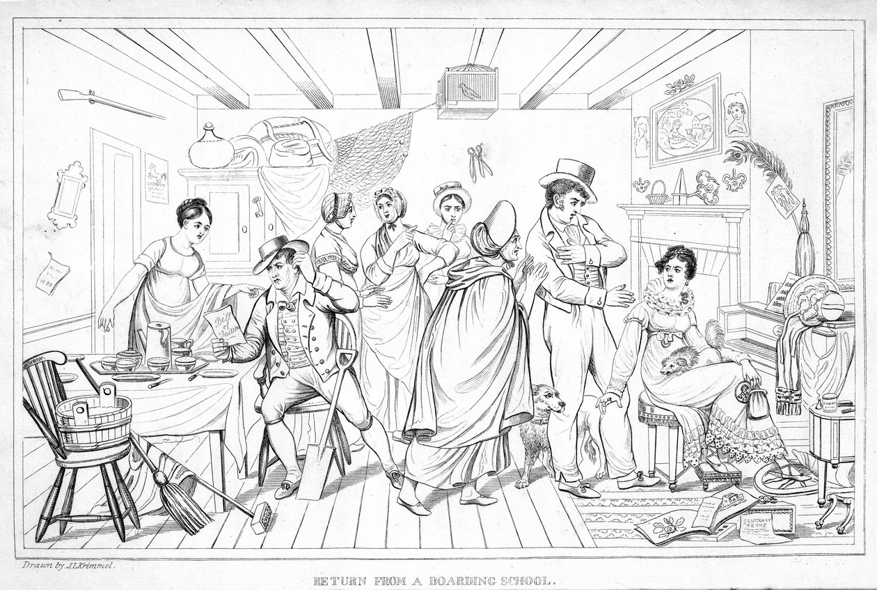 Rückkehr aus dem Internat, aus dem Analectic Magazine, Bd. 2, 1820 von American School